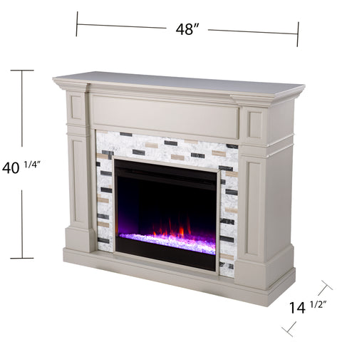 Image of Electric fireplace w/ marble surround and color changing flames Image 7
