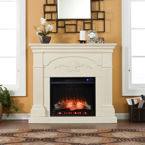 Image of Sicilian Touch Screen Electric Fireplace - Ivory