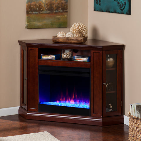 Image of Corner convertible media fireplace w/ color changing flames Image 2
