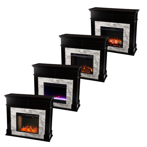 Image of Modern two-tone electric fireplace w/ color changing flames Image 8