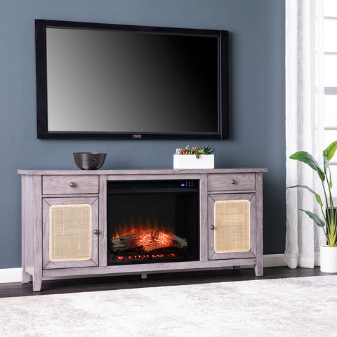 Image of Fireplace media console w/ storage Image 1