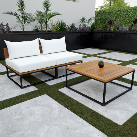 Image of Modular patio loveseat w/ matching coffee table Image 1