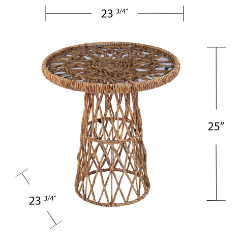 Image of Round accent table w/ inset glass top Image 6