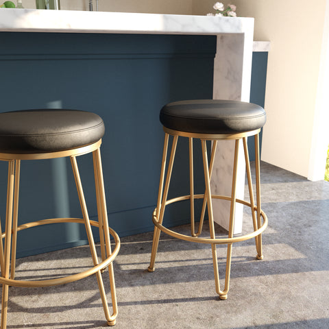 Image of Modern stool w/ faux leather seat Image 5