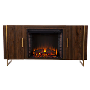 Fireplace media console w/ gold accents Image 2