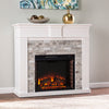 Classic electric fireplace w/ modern faux stone surround Image 1
