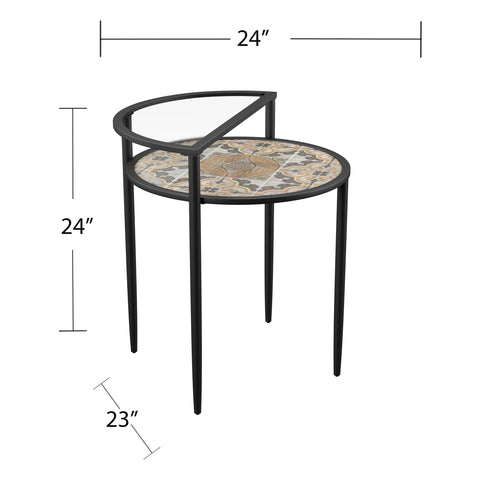 Outdoor side table with tiered glass shelf Image 6