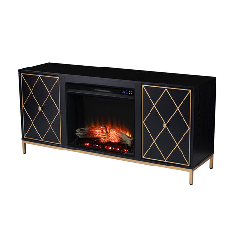 Image of Electric media fireplace w/ modern gold accents Image 9