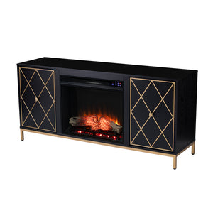Electric media fireplace w/ modern gold accents Image 9