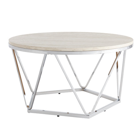 Faux stone round cocktail table Image 4