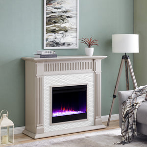 Fireplace mantel w/ ceramic tile surround Image 1