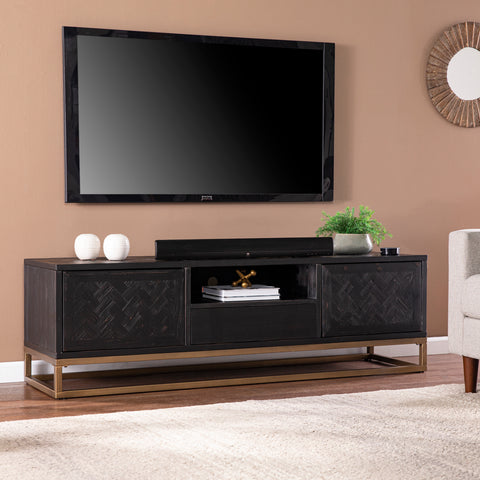 Image of Reclaimed wood TV console with storage Image 1