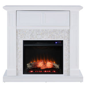 Nobleman Touch Screen Electric Media Fireplace w/ Tile Surround