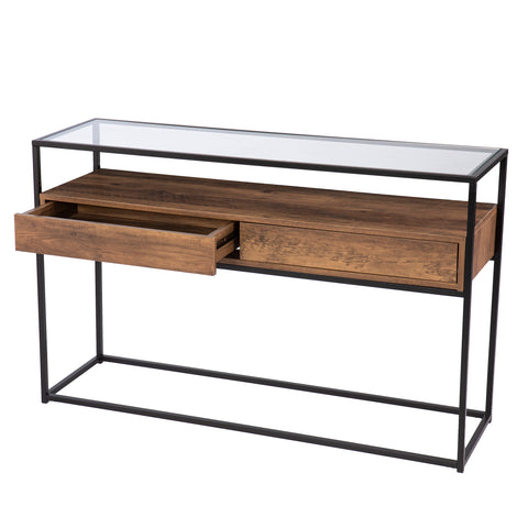 Image of Industrial console table w/ glass top Image 7