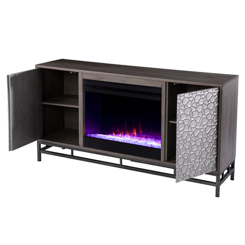 Image of Color changing electric fireplace w/ media storage Image 8