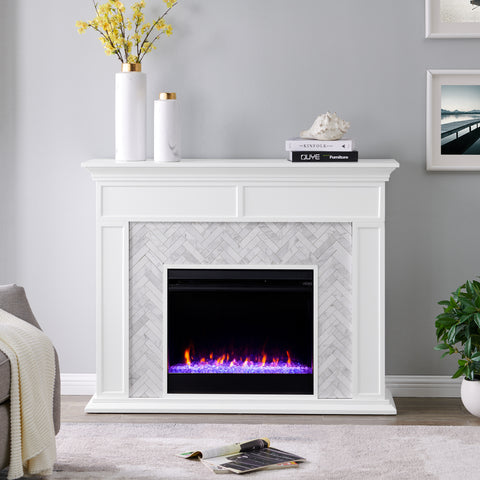 Image of Torlington Color Changing Marble Tiled Fireplace