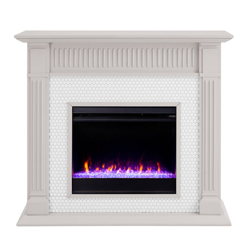 Image of Fireplace mantel w/ ceramic tile surround Image 4