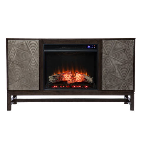 Image of Fireplace media console w/ textured doors Image 3
