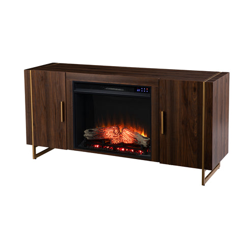 Image of Fireplace media console w/ gold accents Image 3