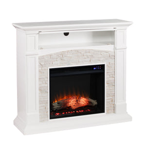 Electric fireplace w/ faux stone surround Image 7