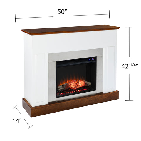 Image of Sleek electric fireplace with metallic surround Image 6