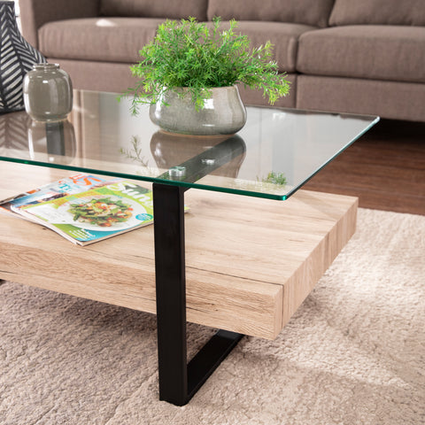 Image of Glass-top coffee table w/ storage Image 2