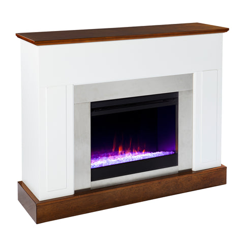 Image of Electric fireplace with color changing flames and metal surround Image 4
