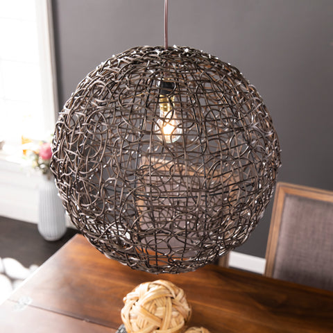 Image of Round pendant shade w/ woven look Image 2