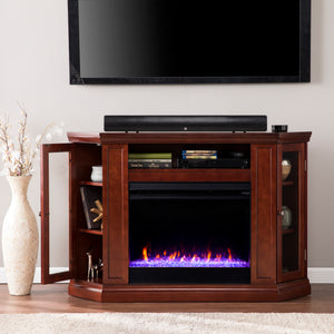 Corner convertible media fireplace w/ color changing flames Image 1