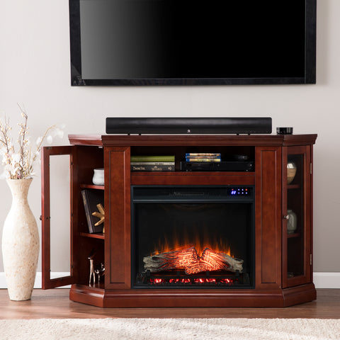 Image of Electric fireplace curio cabinet w/ corner convenient functionality Image 1