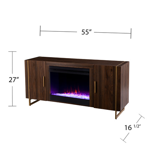 Image of Fireplace media console w/ gold accents Image 4