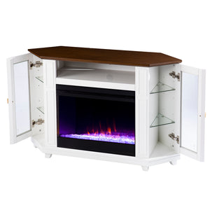 Two-tone color changing fireplace w/ media storage Image 9