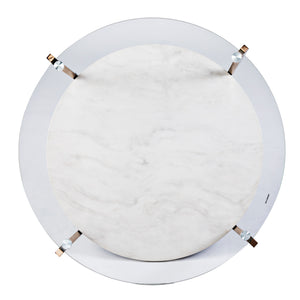 Round glass-top coffee table w/ imitation stone shelf Image 6