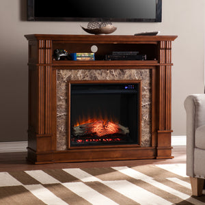 Electric media fireplace w/ faux granite surround Image 3