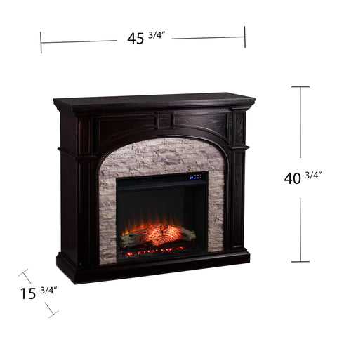 Image of Electric fireplace w/ stacked stone surround Image 5