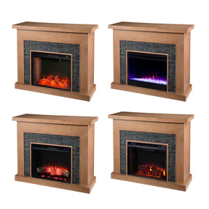 Touch screen electric fireplace w/ faux stone surround Image 9