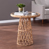 Round accent table w/ inset glass top Image 1