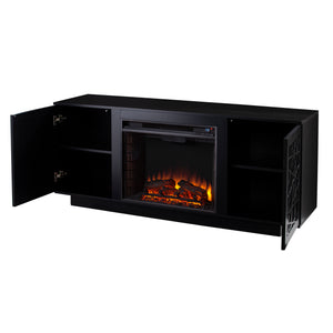 Low-profile media cabinet w/ electric fireplace Image 8
