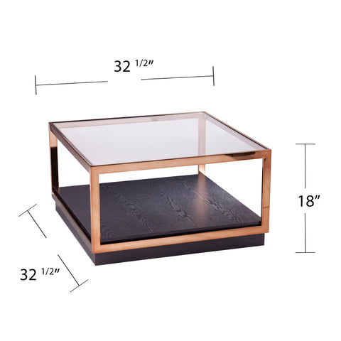 Image of Square cocktail table w/ glass top Image 7