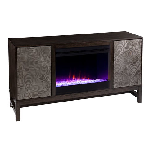 Image of Fireplace media console w/ textured doors Image 5