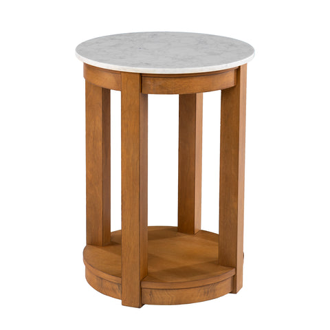 Image of Faux marble top end table w/ display storage Image 8