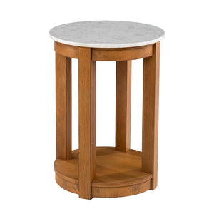 Faux marble top end table w/ display storage Image 8