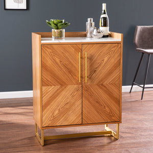Multifunctional bar cabinet w/ faux marble top Image 1