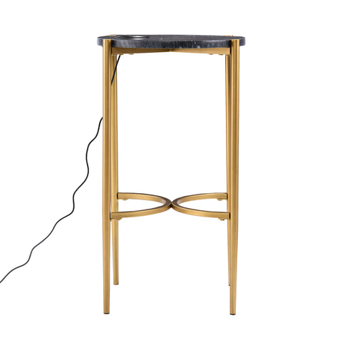 Image of Marble-top accent table w/ wireless charging station Image 6