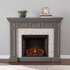 Classic electric fireplace w/ stacked faux stone surround Image 1