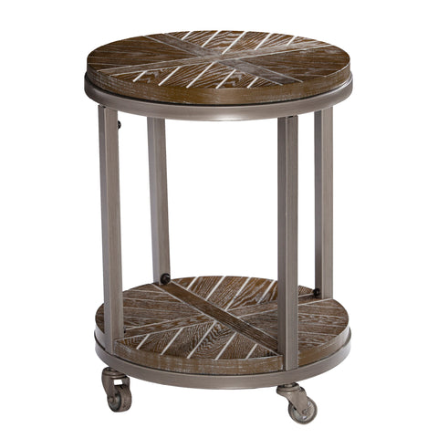 Image of Goes anywhere round side table w/ display shelf Image 3
