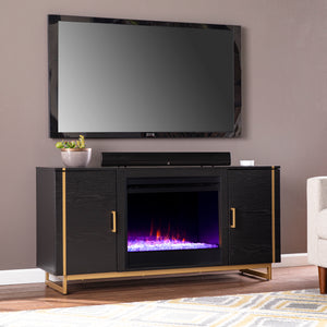 Low-profile media fireplace w/ color changing flames Image 1