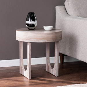 Modern faux marble side table Image 1