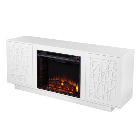 Image of Low-profile media cabinet w/ electric fireplace Image 3
