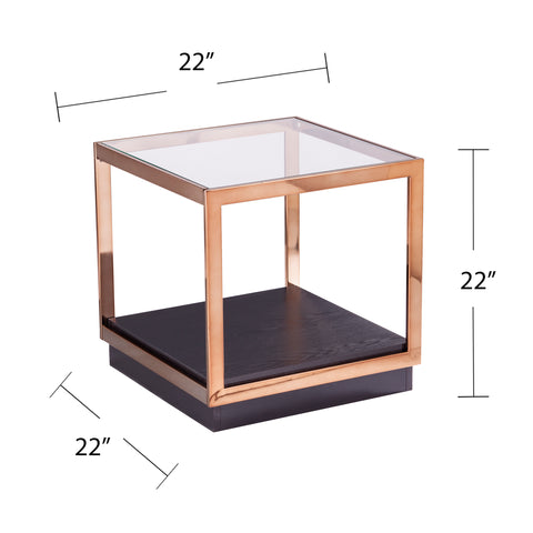 Image of Square side table w/ glass top Image 7